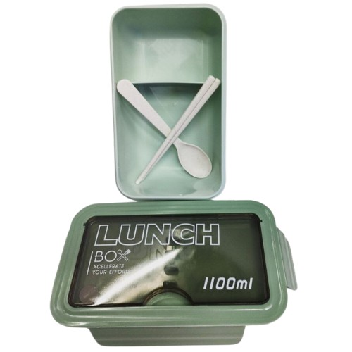 Box Lunch Rectangular Verde Con Separaciones