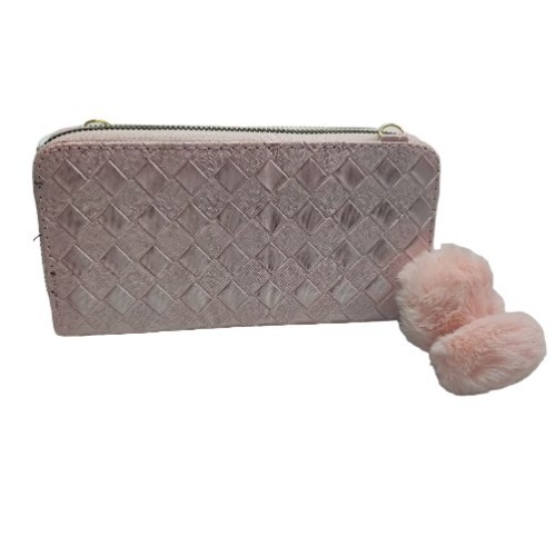 Cartera Doble Cierre Relieve Rosa Claro